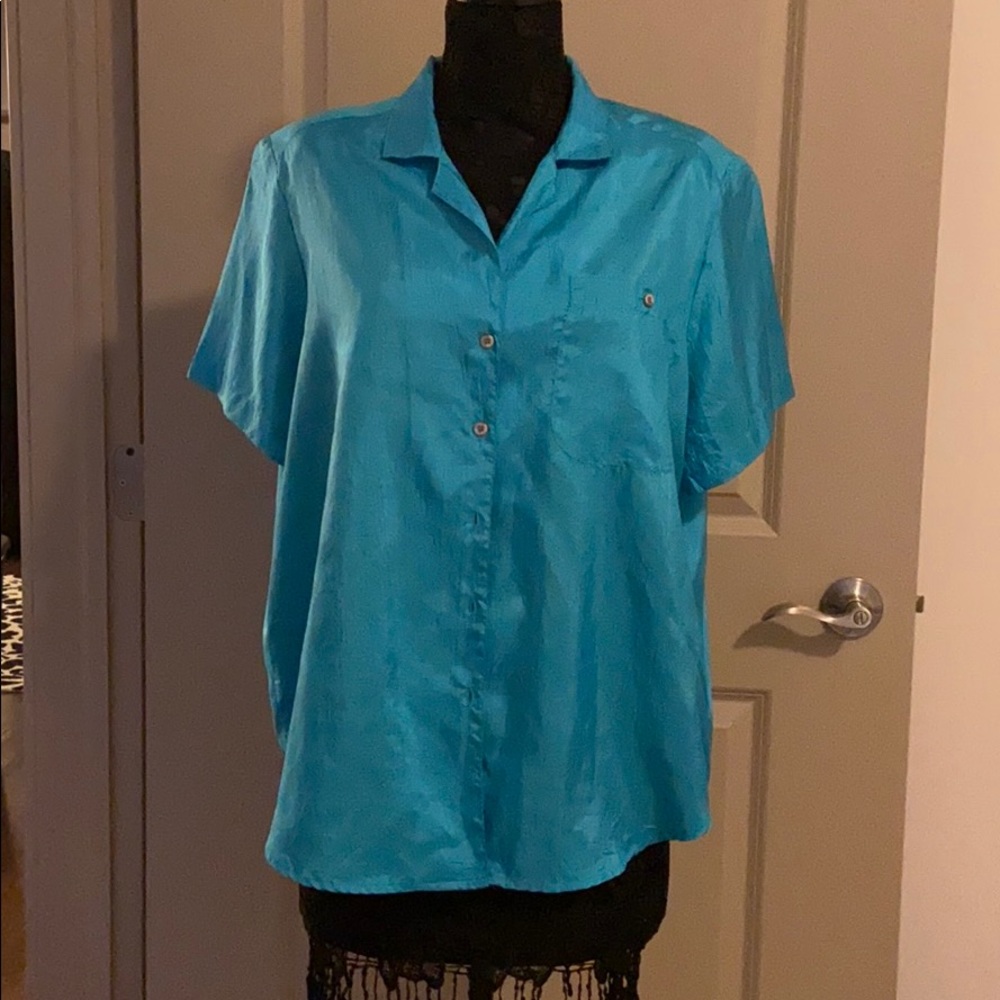 Blue short sleeve blouse